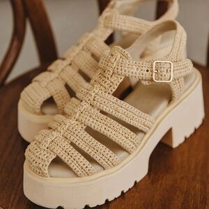 Coconuts by Matisse Cream Crochet Platform Sandals
